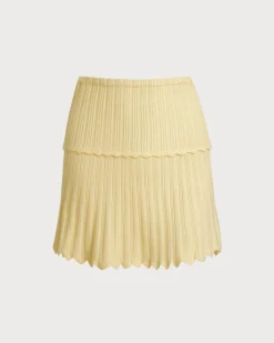 Yellow Elastic Waist Skirt Two-Piece Suit