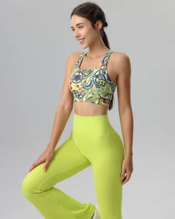 Yellow Floral Cutout Tank Top - Medium Support