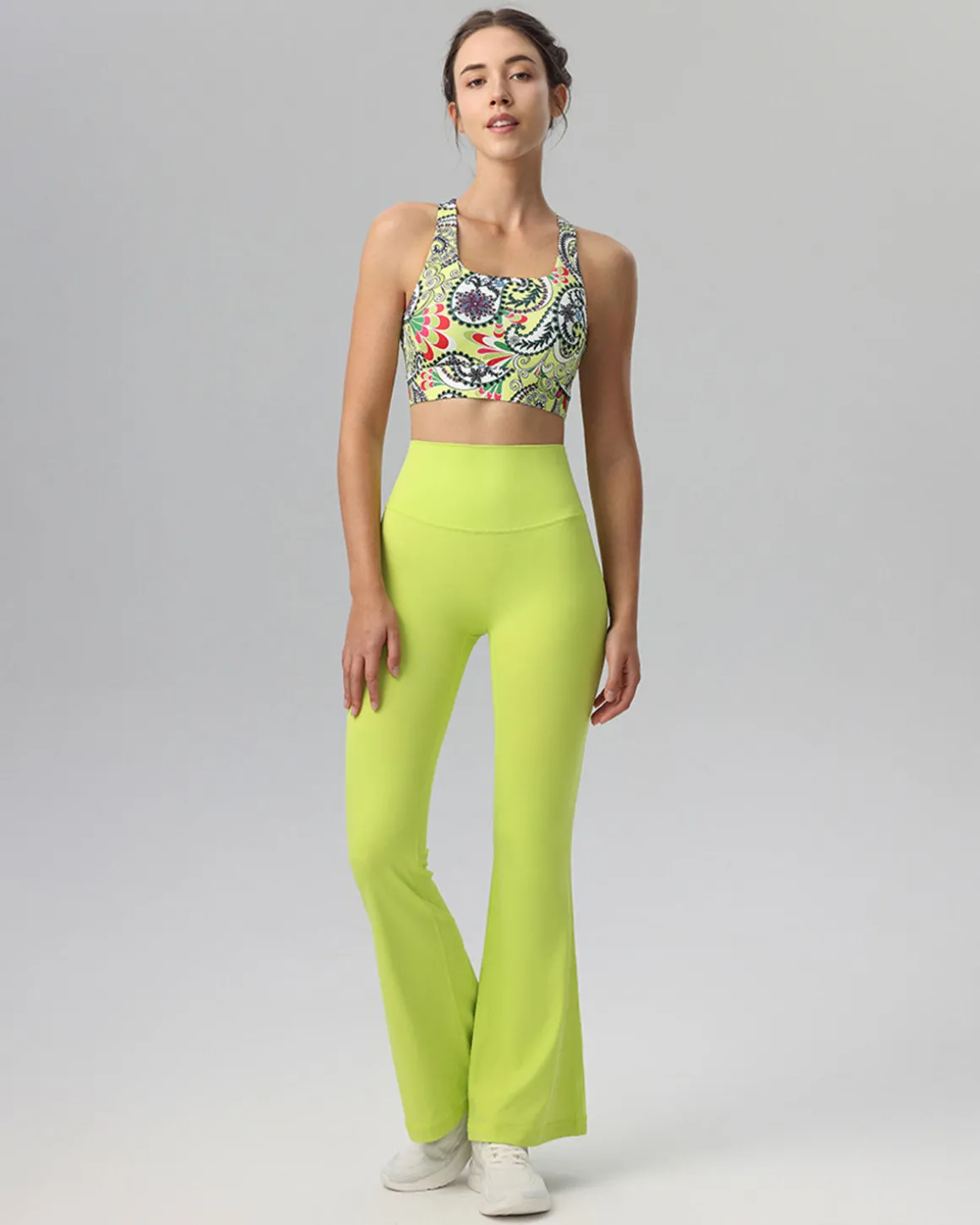 Yellow Floral Cutout Tank Top - Medium Support