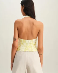 Yellow Floral Halter Top
