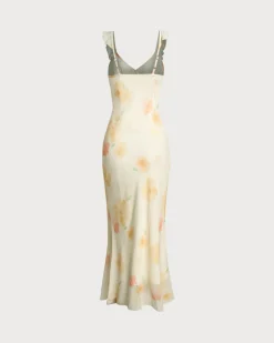 Yellow Floral Ruffle Mermaid Maxi Dress