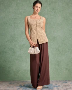 Yellow Floral Square Neck Vest