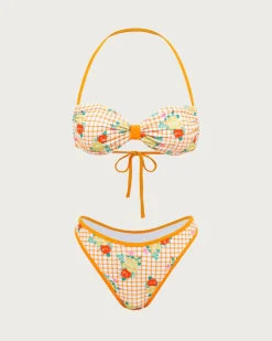 Yellow Floral Tie-Back Bikini Set