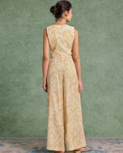 Yellow Floral V Neck Vest