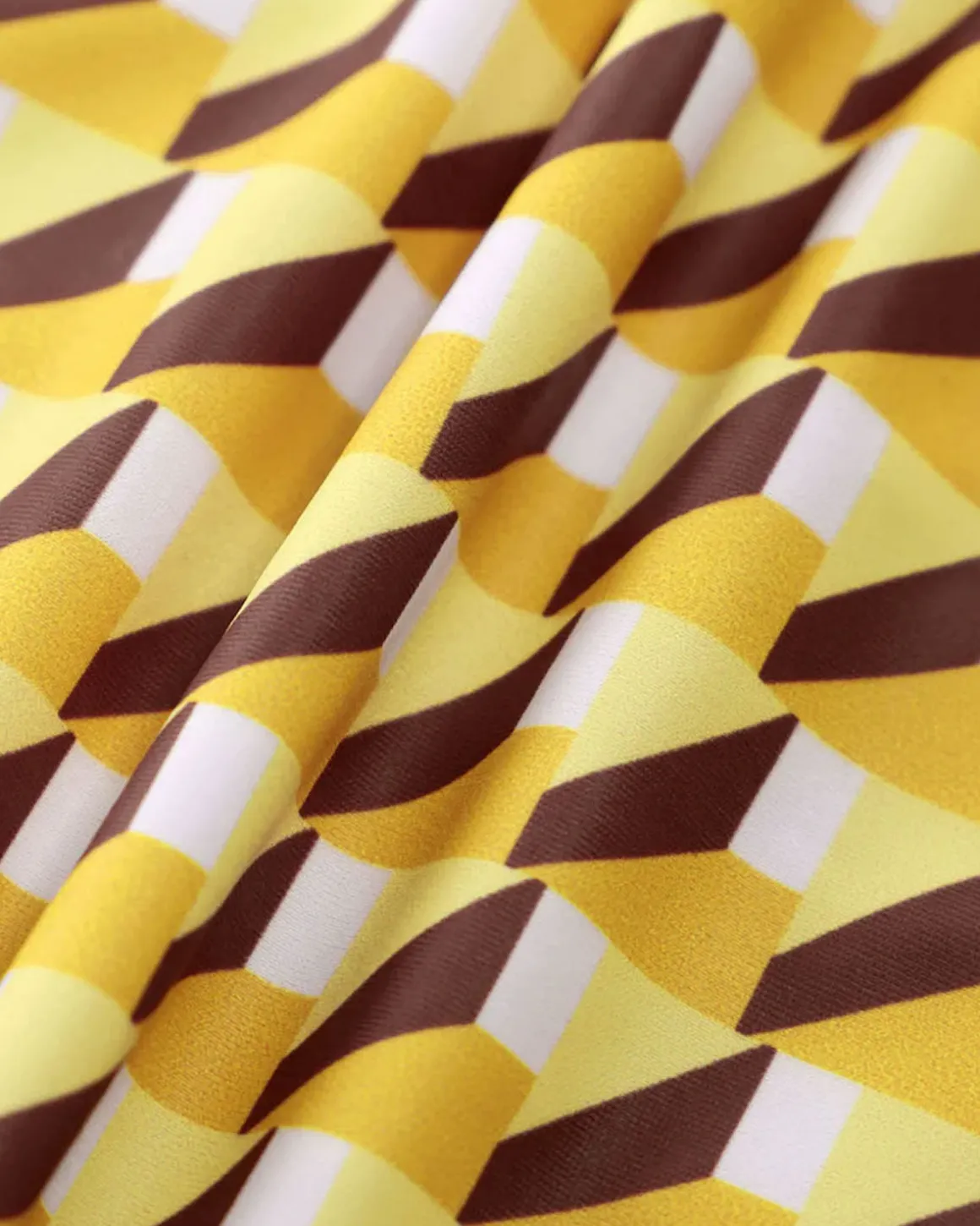 Yellow Geometric Strapless Bikini Sets