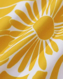 Yellow Knit Floral Ruffle Bikini Set
