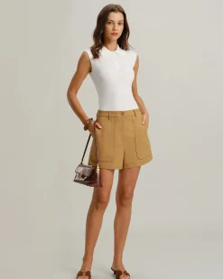 Yellow Natural Waisted Pocket Shorts