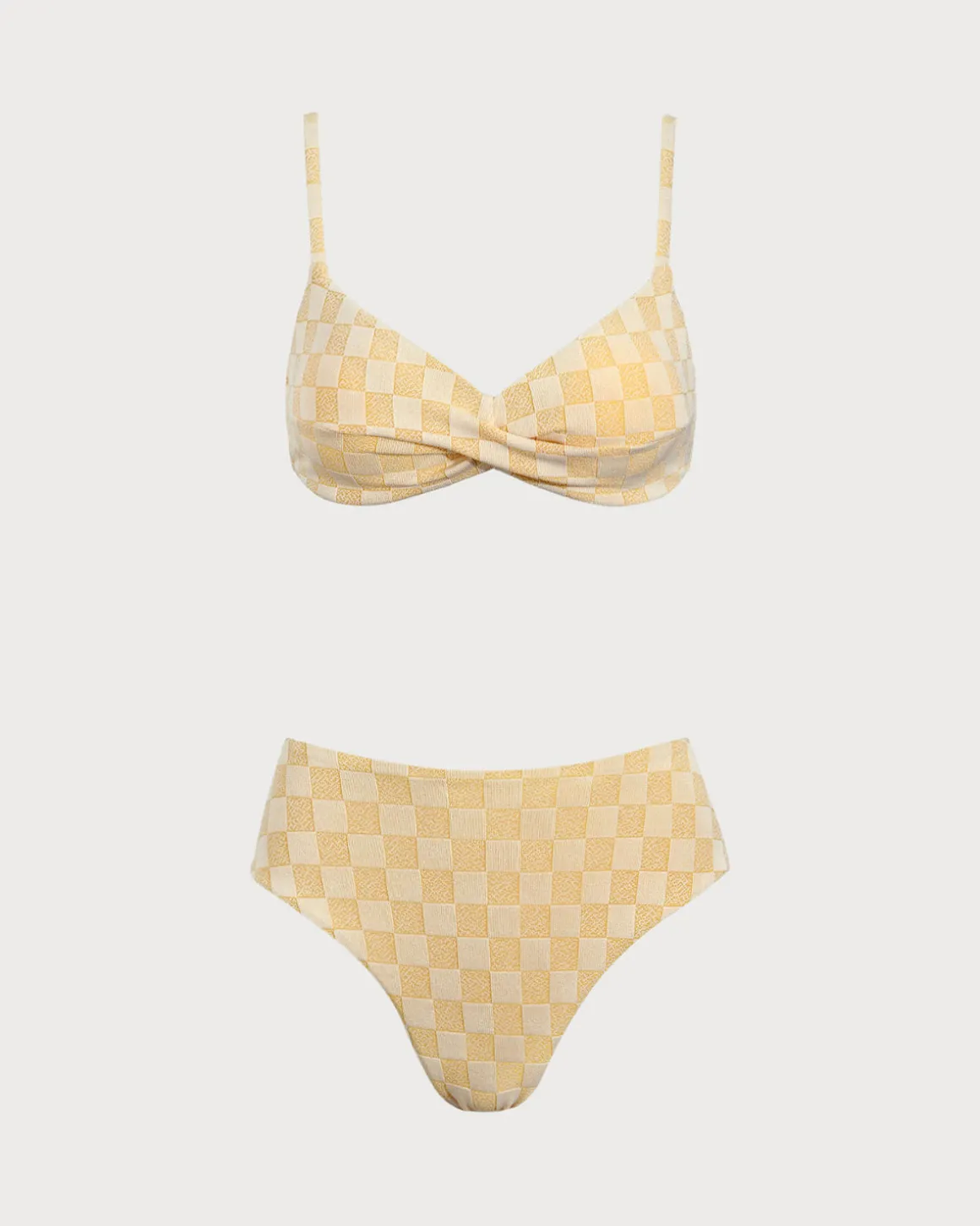 Yellow Plaid Bralette Bikini Set