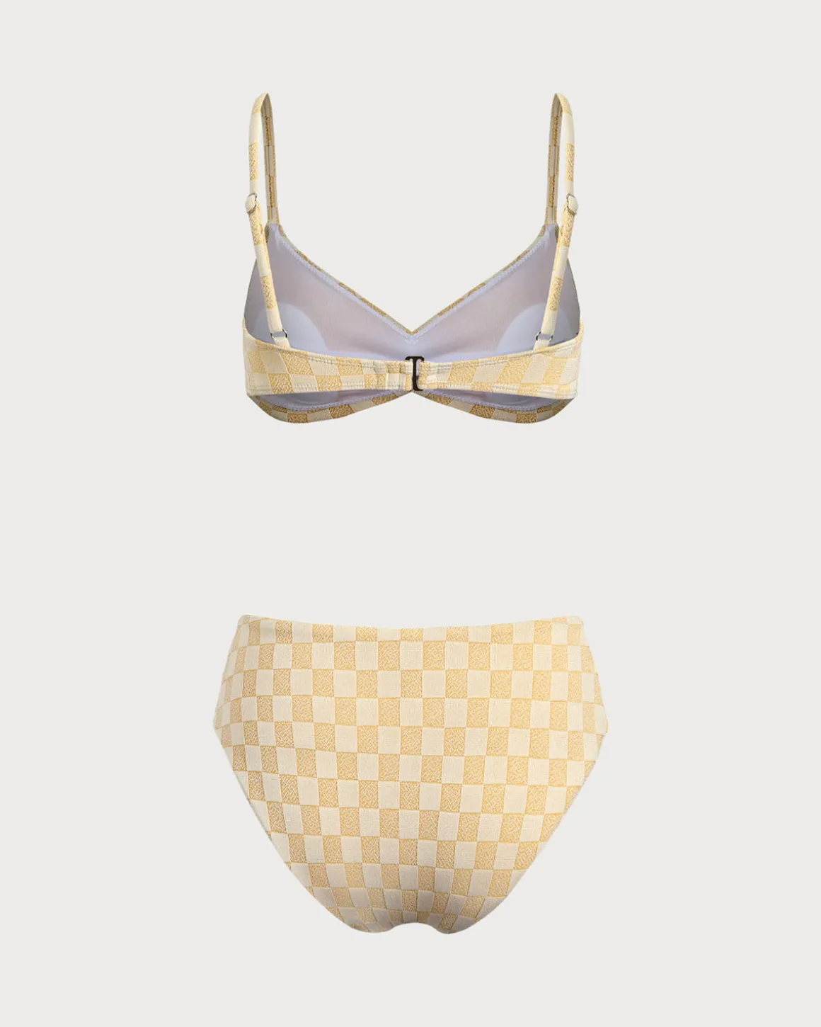 Yellow Plaid Bralette Bikini Set