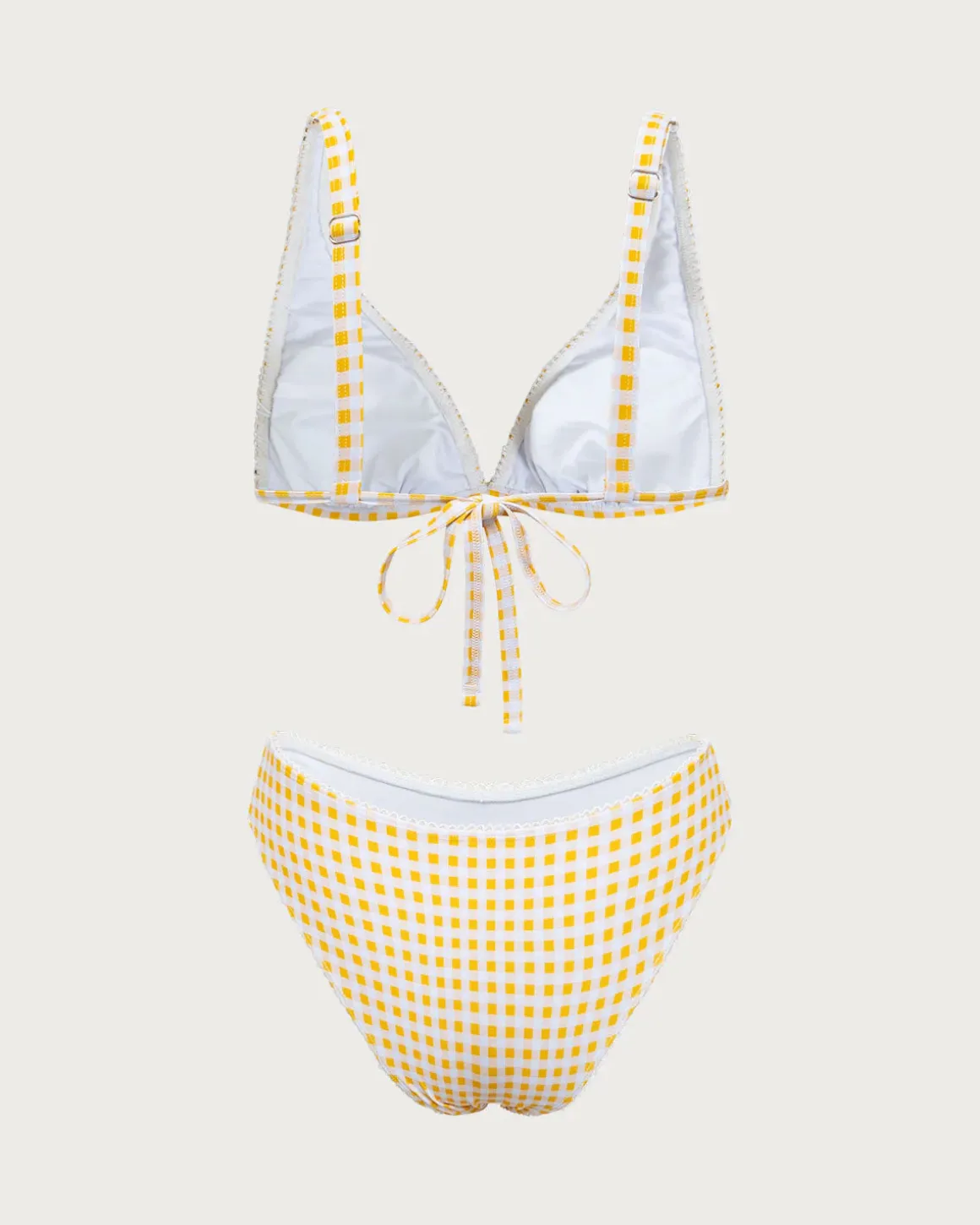Yellow Plaid Triangle Bikini Set