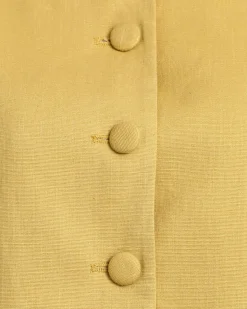 Yellow Round Neck Button Vest