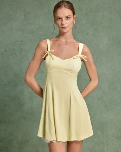 Yellow Square Neck A-Line Slip Mini Dress