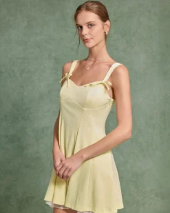 Yellow Square Neck A-Line Slip Mini Dress