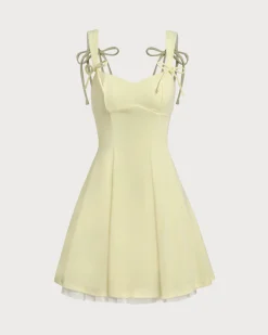 Yellow Square Neck A-Line Slip Mini Dress