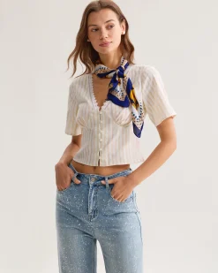 Yellow Striped Button Blouse