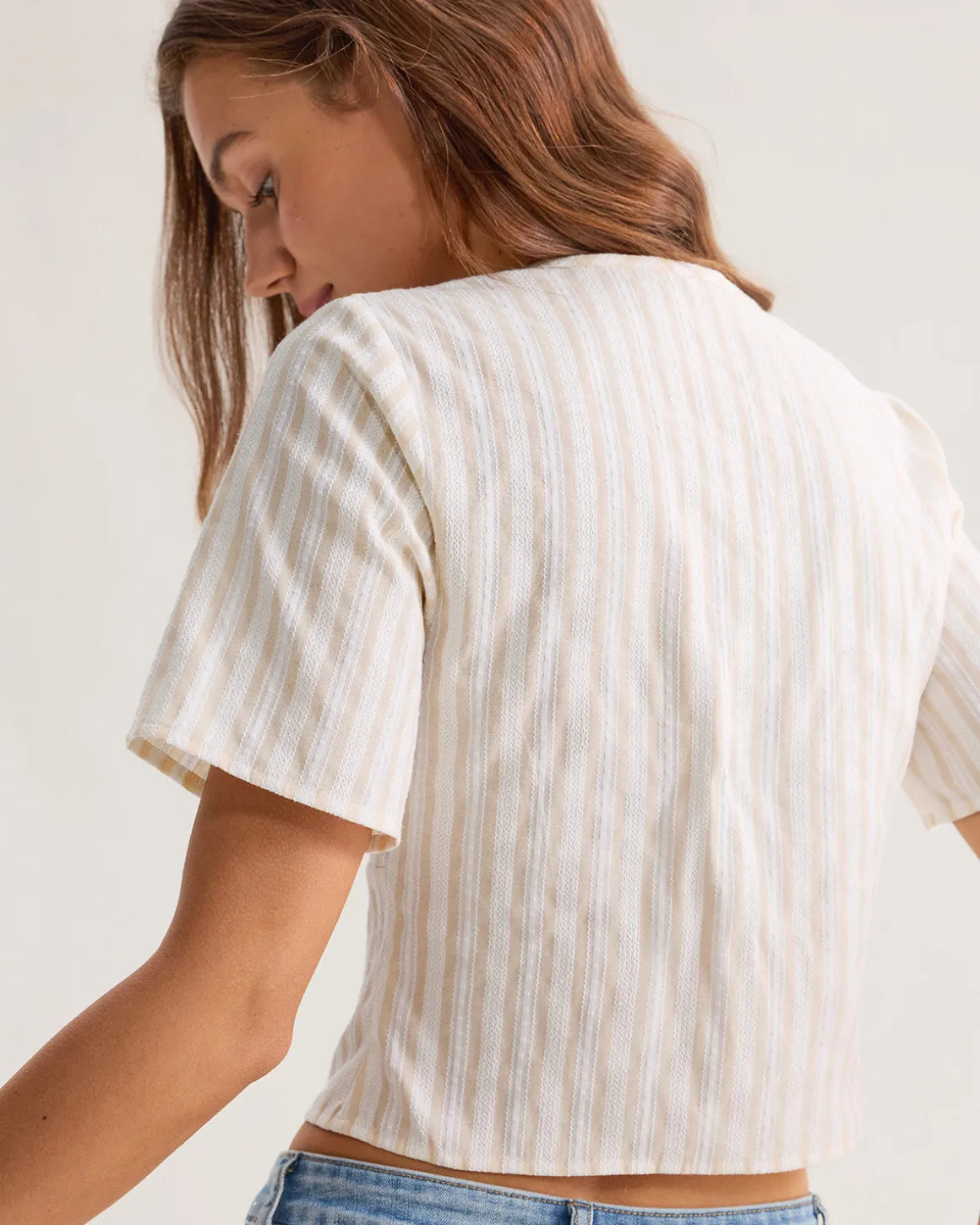 Yellow Striped Button Blouse