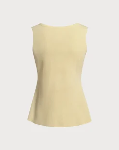 Yellow U Neck Single Breasted Vest