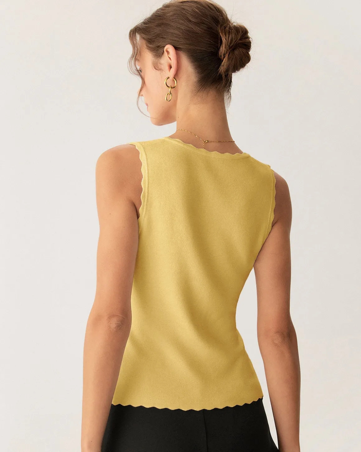 Yellow V-Neck Knit Tank Top