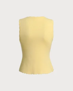 Yellow V-Neck Knit Tank Top